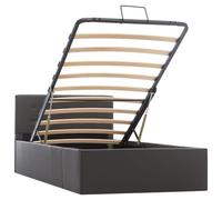 vidaXL Giroletto Idraulico con Contenitore Moderno Salvaspazio Robusto a Doghe Letto Imbottito Struttura Telaio Grigio in Similpelle 100x200cm