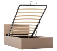 vidaXL Giroletto Idraulico con Contenitore Moderno Salvaspazio Robusto a Doghe Letto Imbottito Struttura Telaio Cappuccino in Similpelle 90x200cm