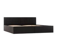 vidaXL Giroletto Idraulico con Contenitore Moderno Salvaspazio Robusto a Doghe Letto Imbottito Struttura Telaio Nero in Similpelle 180x200cm