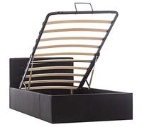 vidaXL Giroletto Idraulico con Contenitore Moderno Salvaspazio Robusto a Doghe Letto Imbottito Struttura Telaio Nero in Similpelle 100x200cm