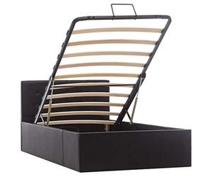 vidaXL Giroletto Idraulico con Contenitore Moderno Salvaspazio Robusto a Doghe Letto Imbottito Struttura Telaio Nero in Similpelle 100x200cm