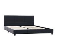 vidaXL Giroletto Imbottito Classico Elegante con Testiera Telaio Letto Struttura in MDF Doghe in Compensato Nero in Similpelle 160x200 cm