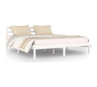 vidaXL Giroletto in Legno Massello di Pino 160x200 cm Bianco