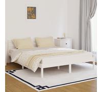 vidaXL Giroletto in Legno Massello di Pino 160x200 cm Bianco