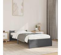 vidaXL Giroletto in Legno Massello Grigio 75x190 cm Small Single