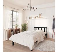 vidaXL Giroletto in Legno Massello Nero 75x190 cm Small Single