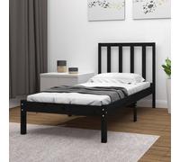 vidaXL Giroletto in Legno Massello Nero 75x190 cm Small Single