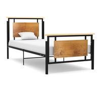 AX Letto Doghe Metallo Nero Telaio 208.5x99x90cm Giroletto Legno Pino New 324869