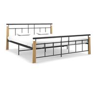 vidaXL Giroletto in Metallo e Legno Massello di Rovere 180x200 cm