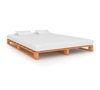 vidaXL Giroletto in Pallet Marrone Legno Massello di Pino 160x200 cm
