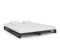 vidaXL Giroletto in Pallet Grigio Legno Massello di Pino 160x200 cm