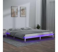 vidaXL Giroletto LED Bianco 140x190 cm in Legno Massello