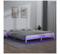 VIDAXL - Giroletto LED Bianco 180x200cm Super King in Legno Massello - SPEDIZIONE GRATUITA