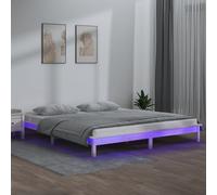VIDAXL - Giroletto LED Bianco 180x200cm Super King in Legno Massello - SPEDIZIONE GRATUITA