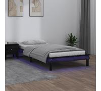 vidaXL Giroletto LED Nero 75x190cm Small Single in Legno Massello