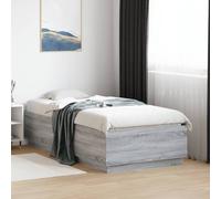 vidaXL Giroletto Luci LED Grigio Sonoma 90x190 cm in Legno Multistrato