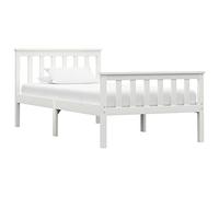 vidaXL Giroletto Moderno Elegante Robusto con Testiera e Pediera Telaio Letto Doghe in Compensato Bianco 100x200 cm Legno Massello di Pino