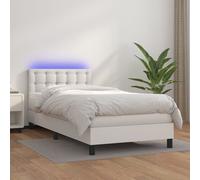 vidaXL Giroletto Molle con Materasso e LED Bianco 100x200cm Similpelle
