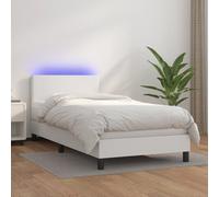 vidaXL Giroletto Molle con Materasso e LED Bianco 100x200cm Similpelle