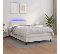 vidaXL Giroletto Molle con Materasso e LED Bianco 120x200cm Similpelle