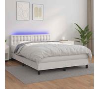 vidaXL Giroletto Molle con Materasso e LED Bianco 140x190cm Similpelle