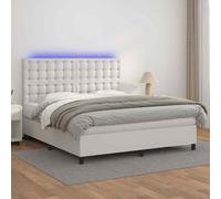 vidaXL Giroletto Molle con Materasso e LED Bianco 180x200cm Similpelle