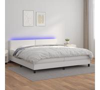 vidaXL Giroletto Molle con Materasso e LED Bianco 200x200cm Similpelle