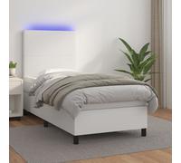 vidaXL Giroletto Molle con Materasso e LED Bianco 80x200 cm Similpelle