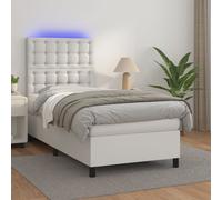 vidaXL Giroletto Molle con Materasso e LED Bianco 90x190 cm Similpelle