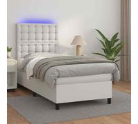 vidaXL Giroletto Molle con Materasso e LED Bianco 90x190 cm Similpelle