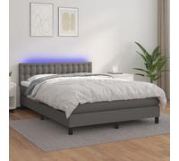 vidaXL Giroletto Molle con Materasso e LED Grigio 140x190cm Similpelle