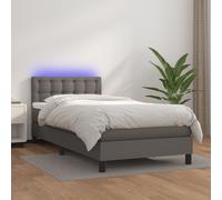vidaXL Giroletto Molle con Materasso e LED Grigio 80x200cm Similpelle