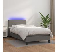 vidaXL Giroletto Molle con Materasso e LED Grigio 90x190cm Similpelle