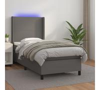 VIDAXL - Giroletto Molle Con Materasso E Led Grigio 90x200cm Similpelle - SPEDIZIONE GRATUITA
