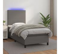 VIDAXL - Giroletto Molle Con Materasso E Led Grigio 90x200cm Similpelle - SPEDIZIONE GRATUITA