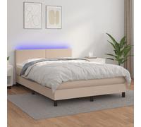 vidaXL Giroletto Molle Materasso e LED Cappuccino 140x190cm Similpelle