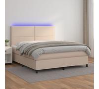 vidaXL Giroletto Molle Materasso e LED Cappuccino 140x190cm Similpelle