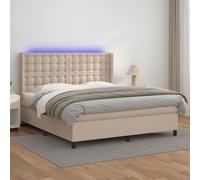 vidaXL Giroletto Molle Materasso e LED Cappuccino 160x200cm Similpelle