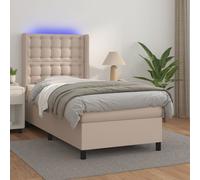 vidaXL Giroletto Molle Materasso e LED Cappuccino 90x200 cm Similpelle