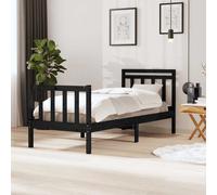 vidaXL Giroletto Nero 75x190 cm Small Single in Legno Massello