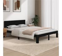 vidaXL Giroletto Nero in Legno Massello 150x200 cm King Size