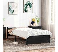 vidaXL Giroletto Nero in Legno Massello 90x200 cm