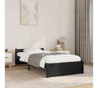 vidaXL Giroletto Nero in Legno Massello 90x200 cm