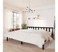 vidaXL Giroletto Nero in Legno Massello di Pino 200x200 cm