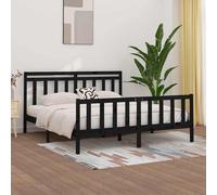 vidaXL Giroletto Nero in Legno Massello di Pino 200x200 cm