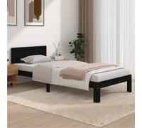 vidaXL Giroletto Nero in Legno Massello di Pino 90x200 cm