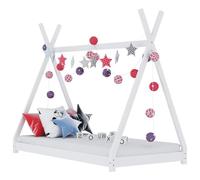 vidaXL Giroletto per Bambini a Doghe Design Casetta Decorativo Robusto Struttura Telaio Letto Arredi Cameretta 80x160 cm Bianco Legno Massello di Pino