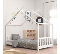 vidaXL Legno Massello di Pino Giroletto per Bambini a Doghe Design Casetta Decorativo Robusto Struttura Telaio Letto Arredi Cameretta 70x140 cm Bianco