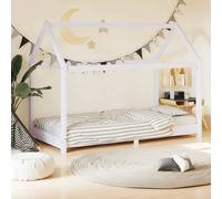 vidaXL Giroletto per Bambini a Doghe Design Casetta Decorativo Robusto Struttura Telaio Letto Arredi Cameretta 80x160 cm Bianco Legno Massello di Pino