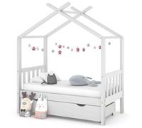 vidaXL Giroletto per Bambini Cassetto Bianco in Pino Massello 70x140cm